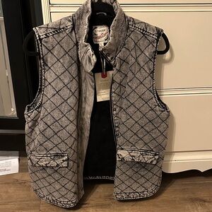 Stoosh Vintage Denim Washed Black Quilted Vest
